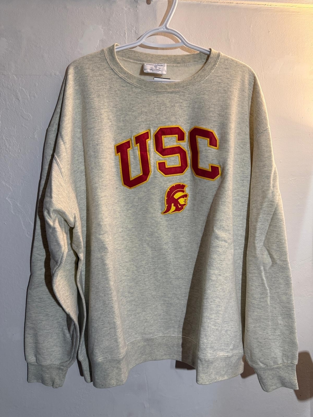 Champion USC Trojans Crewneck Sweatshirt 2XL Grey Applique NCAA